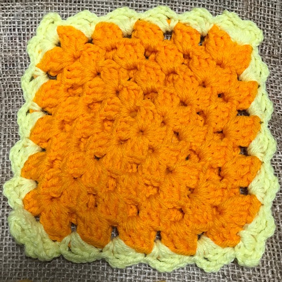 Vintage Crochet Hot Pads: Handmade Colorful Square Trivets, Set of 3 - Picture 3 of 9